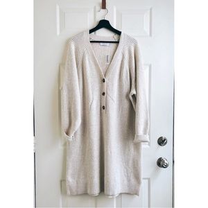 Old Navy | Cream Ribbed Long Sleeve Sweater Dress